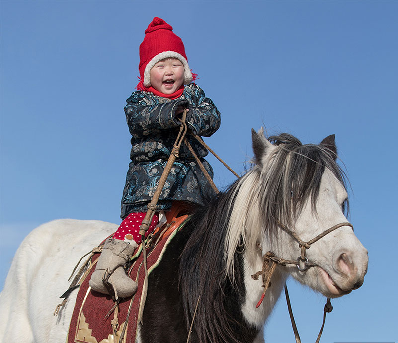 horse riding mongolian kids 